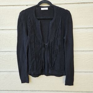 Sandro Paris black fringed cardigan with flaws SEE MEASUREMENTS estimated M/L